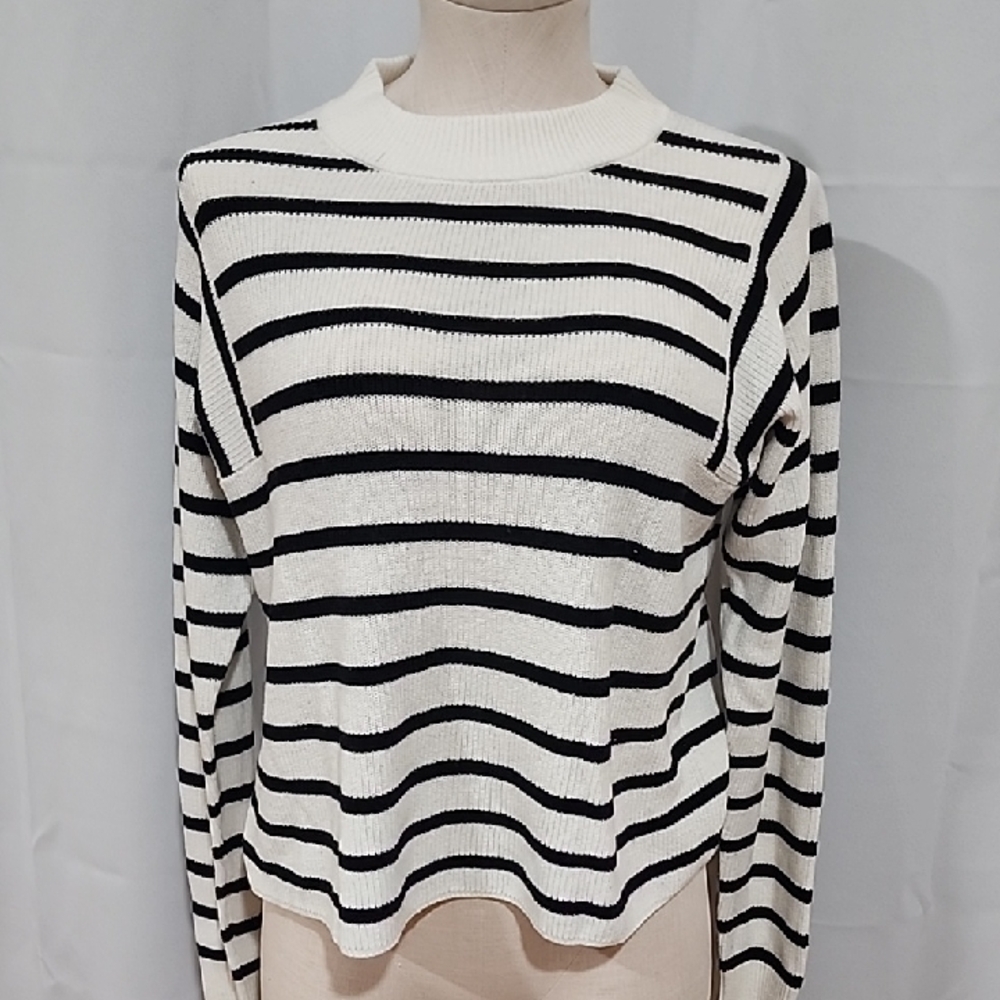 Banana Republic Black and White Striped Sweater